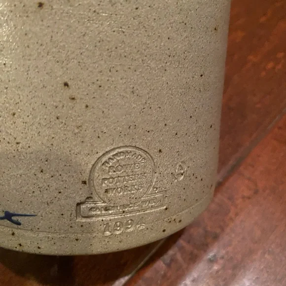 Rowe Pottery Works 1994 Vintage Blueberry Basket Salt Glaze Crock 8” - Picture 3 of 4